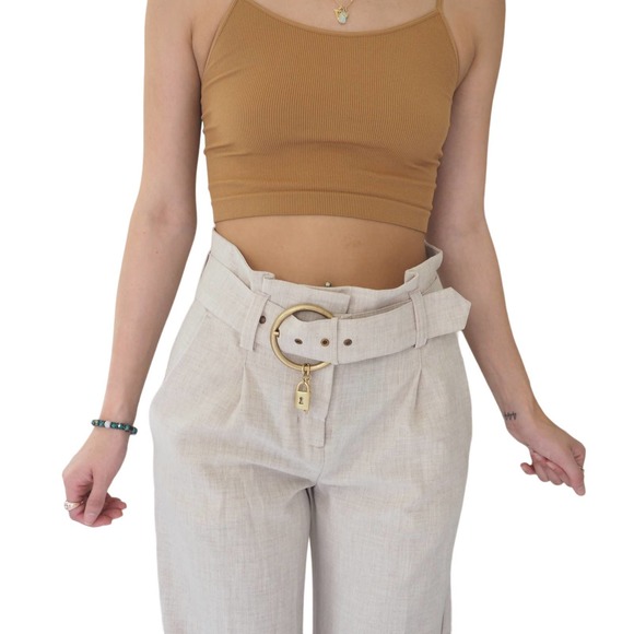 Wide Leg Slacks Flare Leg Belted Trousers Womens Size 4 Waist 28 - Picture 2 of 6